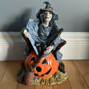 Witch/Pumpkin Figurine-Hand Painted Ceramic